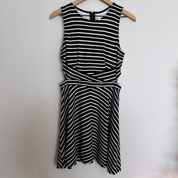 Xhilaration Striped Fit and Flare Cut Out Dress - Picture 1 of 8